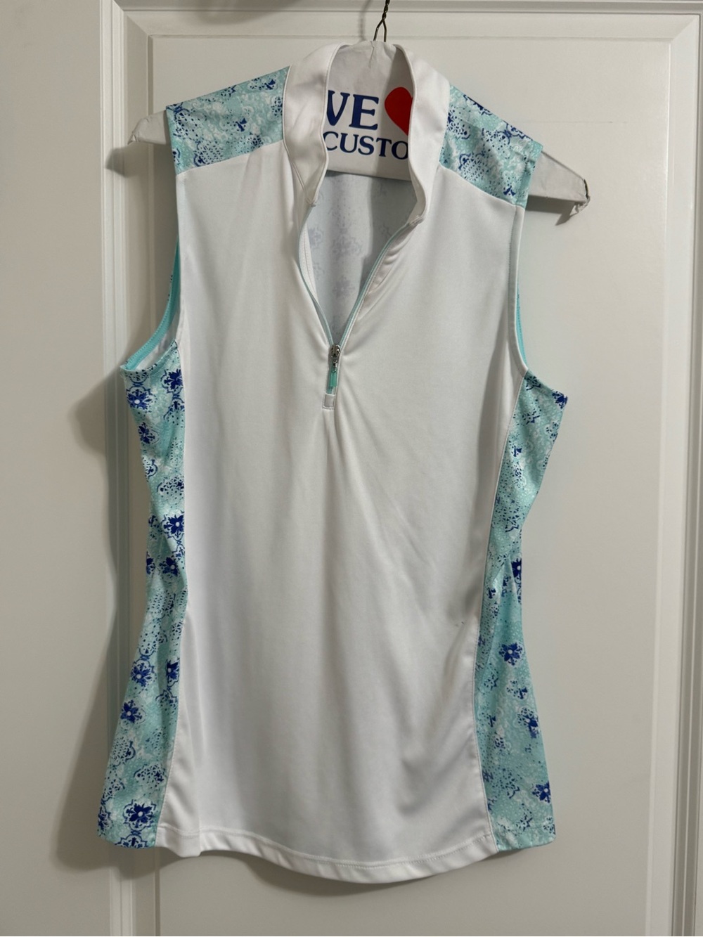 PGA Tour Women's Sleeveless Golf Polo & matching skort with Aqua Floral Panels
